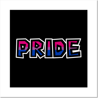 Pride Text - Bi Pride in Flag Colours - LGBTQ+ Rainbow - Bisexual Posters and Art